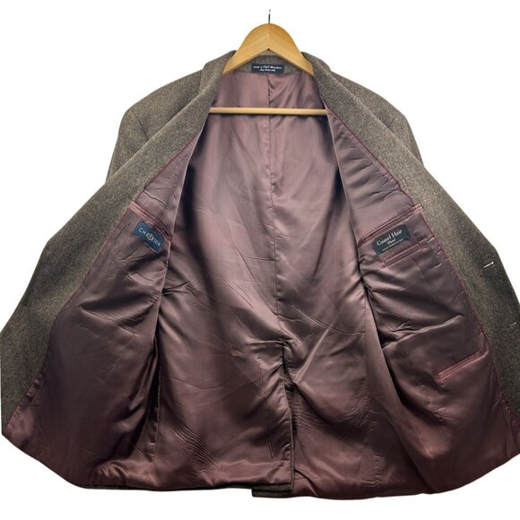 CHERESKIN Blazer Mens 44R Brwn Herringbone Camel Hair Blend Sport Coat Italy Vtg - Picture 3 of 16